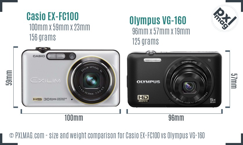 Casio EX-FC100 vs Olympus VG-160 size comparison