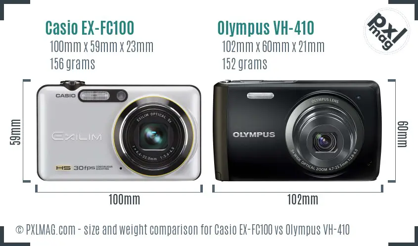 Casio EX-FC100 vs Olympus VH-410 size comparison