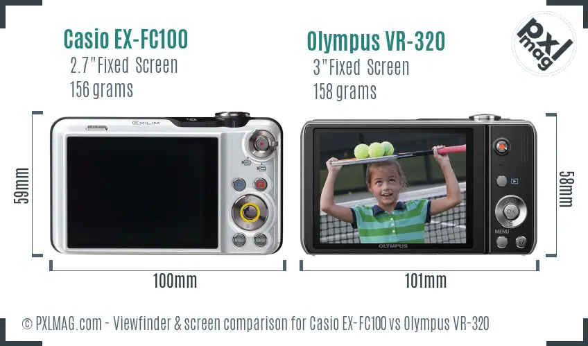 Casio EX-FC100 vs Olympus VR-320 Screen and Viewfinder comparison