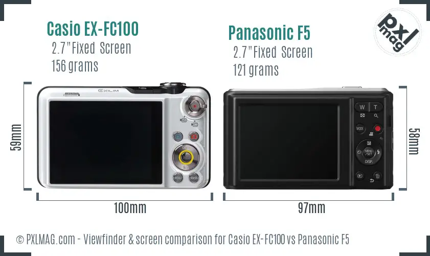 Casio EX-FC100 vs Panasonic F5 Screen and Viewfinder comparison