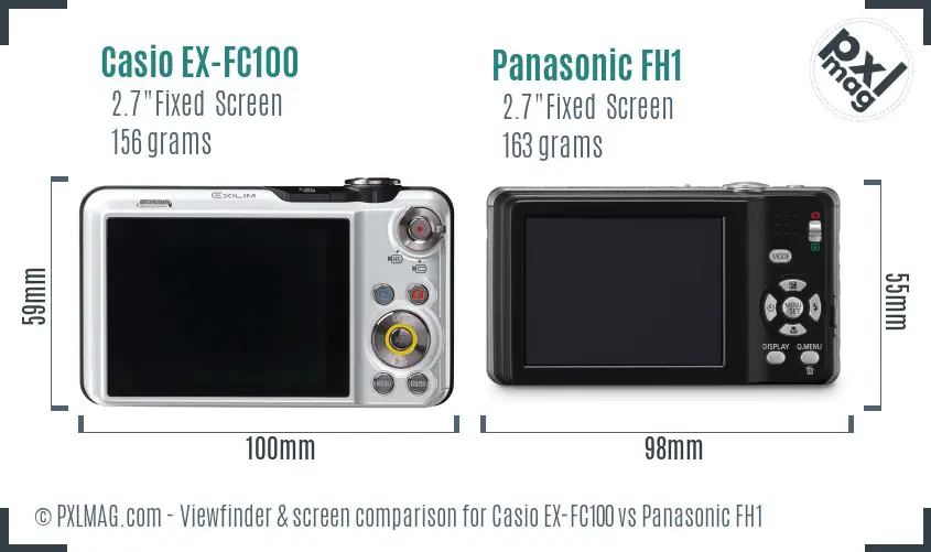 Casio EX-FC100 vs Panasonic FH1 Screen and Viewfinder comparison