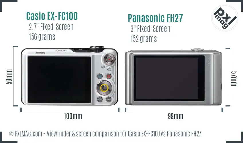 Casio EX-FC100 vs Panasonic FH27 Screen and Viewfinder comparison Casio EX-FC100 vs Panasonic FH27 Screen and Viewfinder comparison