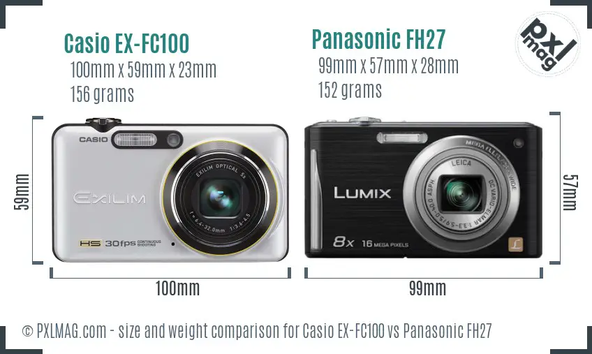 Casio EX-FC100 vs Panasonic FH27 size comparison Casio EX-FC100 vs Panasonic FH27 size comparison