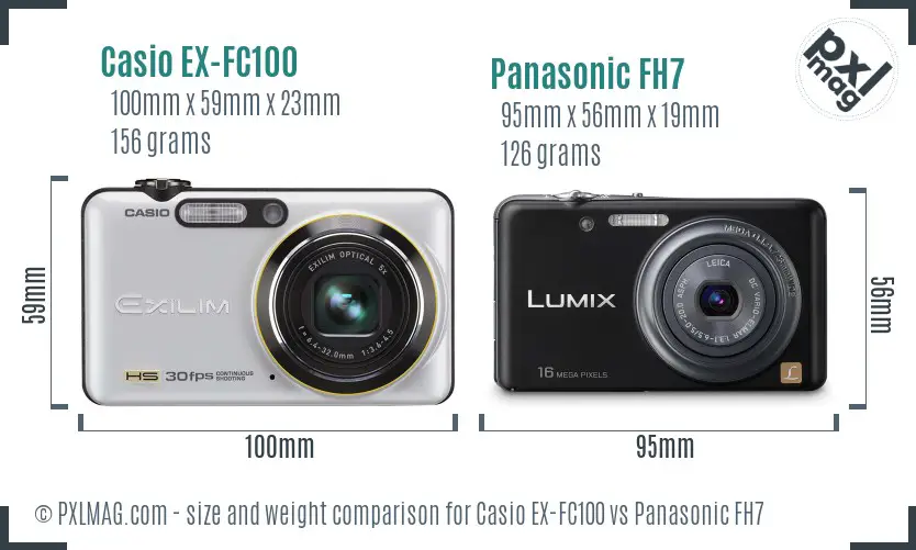 Casio EX-FC100 vs Panasonic FH7 size comparison