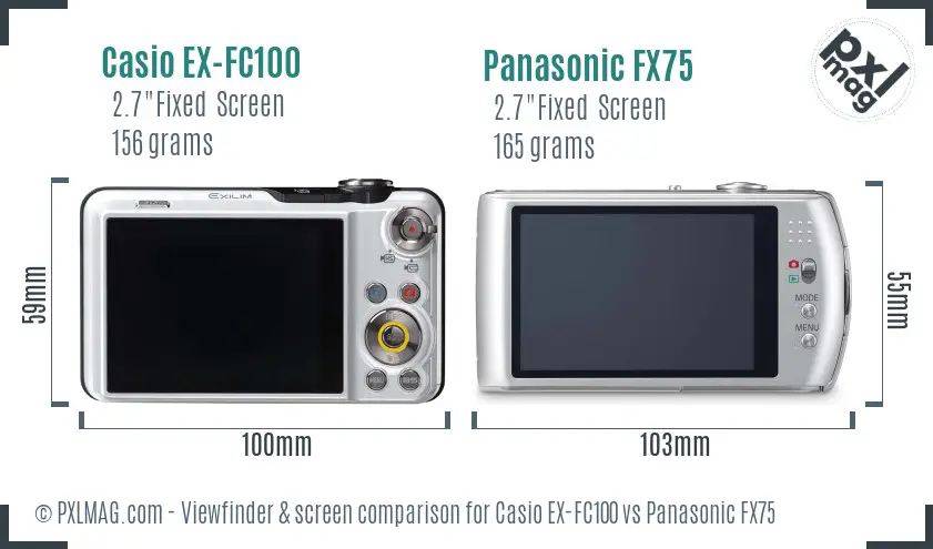 Casio EX-FC100 vs Panasonic FX75 Screen and Viewfinder comparison Casio EX-FC100 vs Panasonic FX75 Screen and Viewfinder comparison