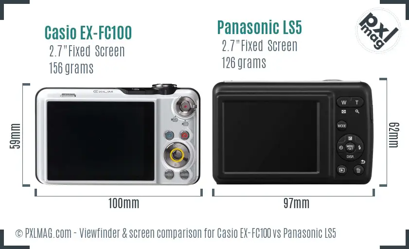 Casio EX-FC100 vs Panasonic LS5 Screen and Viewfinder comparison Casio EX-FC100 vs Panasonic LS5 Screen and Viewfinder comparison