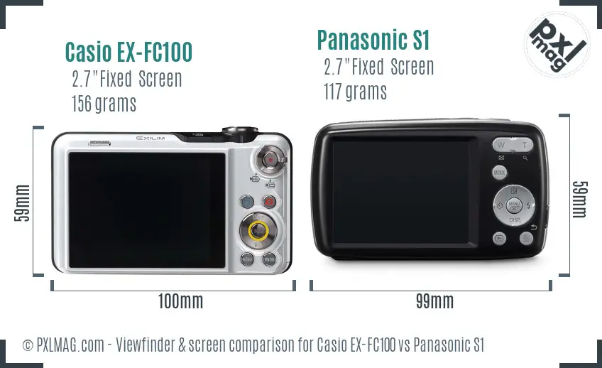 Casio EX-FC100 vs Panasonic S1 Screen and Viewfinder comparison