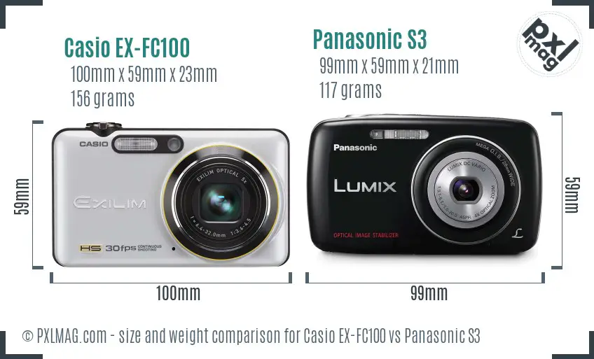 Casio EX-FC100 vs Panasonic S3 size comparison Casio EX-FC100 vs Panasonic S3 size comparison