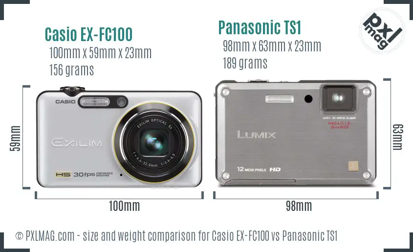 Casio EX-FC100 vs Panasonic TS1 size comparison Casio EX-FC100 vs Panasonic TS1 size comparison