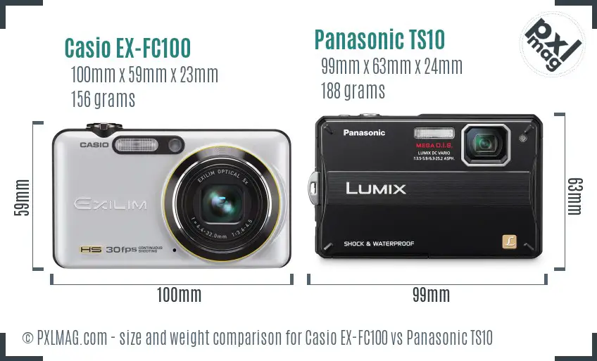 Casio EX-FC100 vs Panasonic TS10 size comparison Casio EX-FC100 vs Panasonic TS10 size comparison