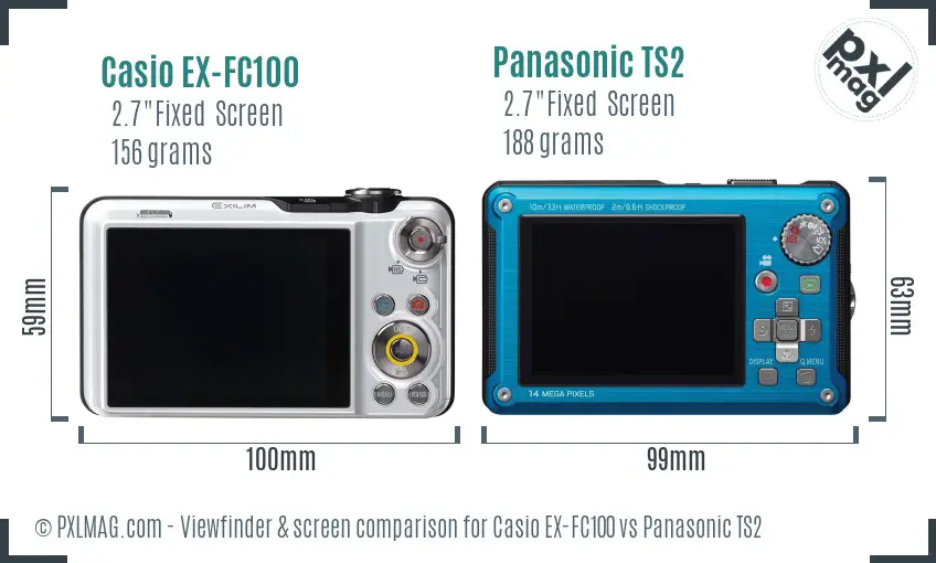 Casio EX-FC100 vs Panasonic TS2 Screen and Viewfinder comparison