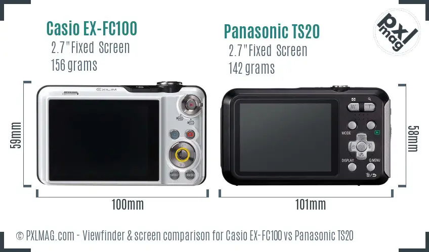 Casio EX-FC100 vs Panasonic TS20 Screen and Viewfinder comparison