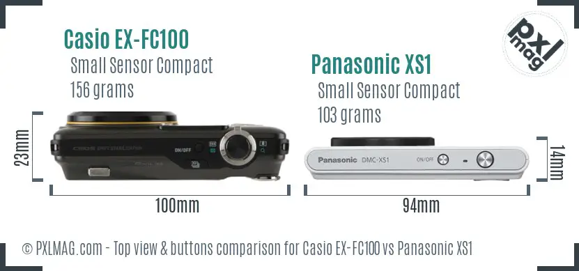 Casio EX-FC100 vs Panasonic XS1 top view buttons comparison