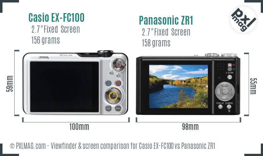 Casio EX-FC100 vs Panasonic ZR1 Screen and Viewfinder comparison Casio EX-FC100 vs Panasonic ZR1 Screen and Viewfinder comparison