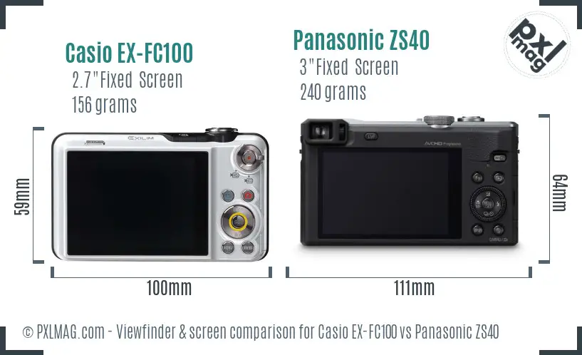 Casio EX-FC100 vs Panasonic ZS40 Screen and Viewfinder comparison Casio EX-FC100 vs Panasonic ZS40 Screen and Viewfinder comparison