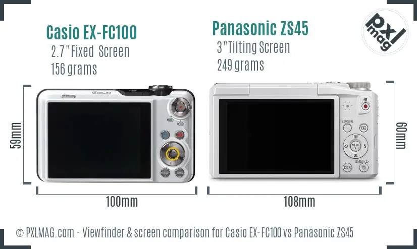 Casio EX-FC100 vs Panasonic ZS45 Screen and Viewfinder comparison Casio EX-FC100 vs Panasonic ZS45 Screen and Viewfinder comparison