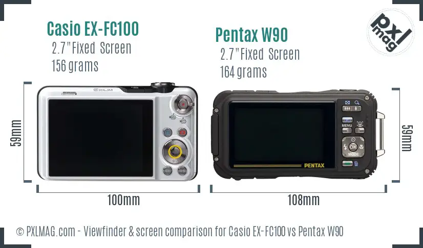 Casio EX-FC100 vs Pentax W90 Screen and Viewfinder comparison Casio EX-FC100 vs Pentax W90 Screen and Viewfinder comparison