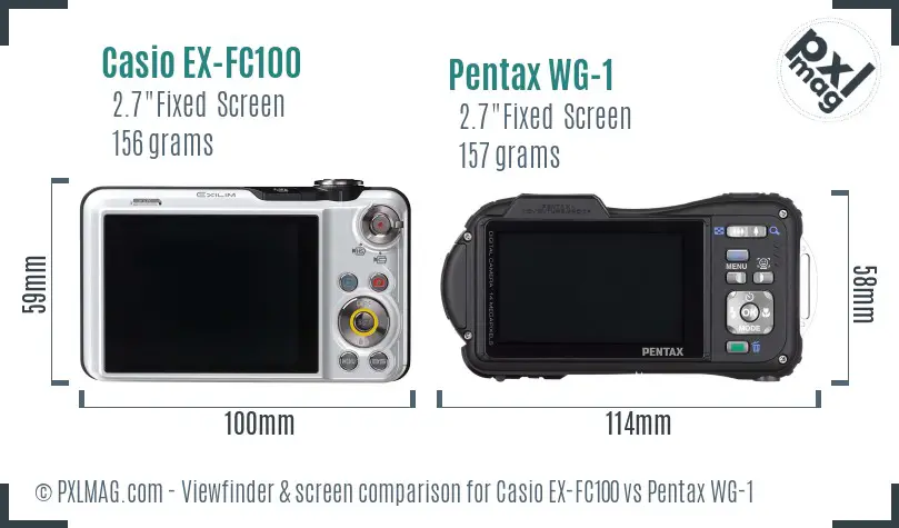 Casio EX-FC100 vs Pentax WG-1 Screen and Viewfinder comparison