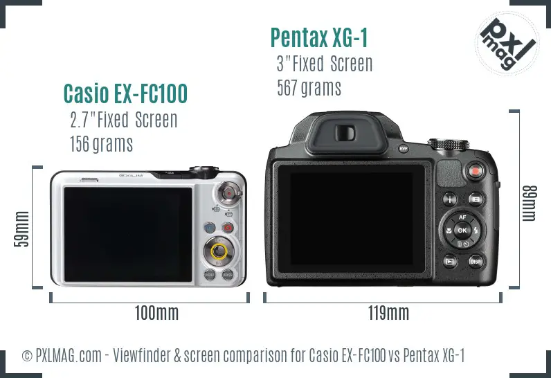 Casio EX-FC100 vs Pentax XG-1 Screen and Viewfinder comparison Casio EX-FC100 vs Pentax XG-1 Screen and Viewfinder comparison