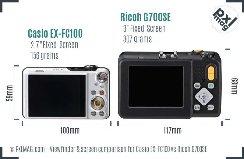Casio EX-FC100 vs Ricoh G700SE Screen and Viewfinder comparison Casio EX-FC100 vs Ricoh G700SE Screen and Viewfinder comparison