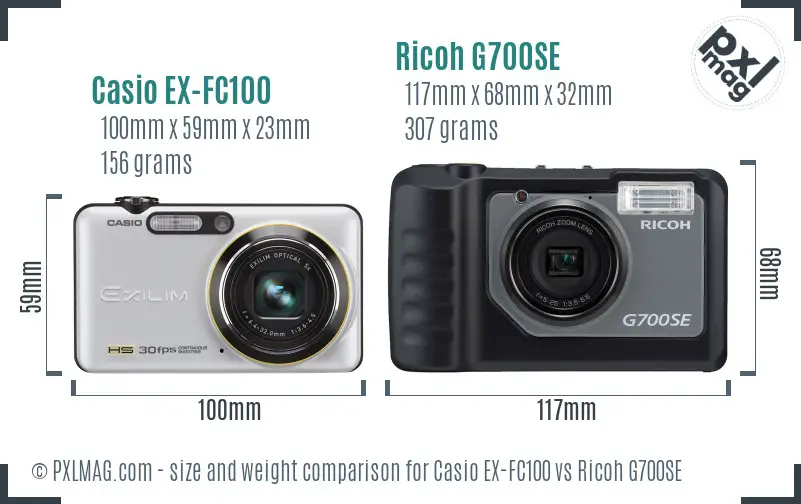 Casio EX-FC100 vs Ricoh G700SE size comparison Casio EX-FC100 vs Ricoh G700SE size comparison