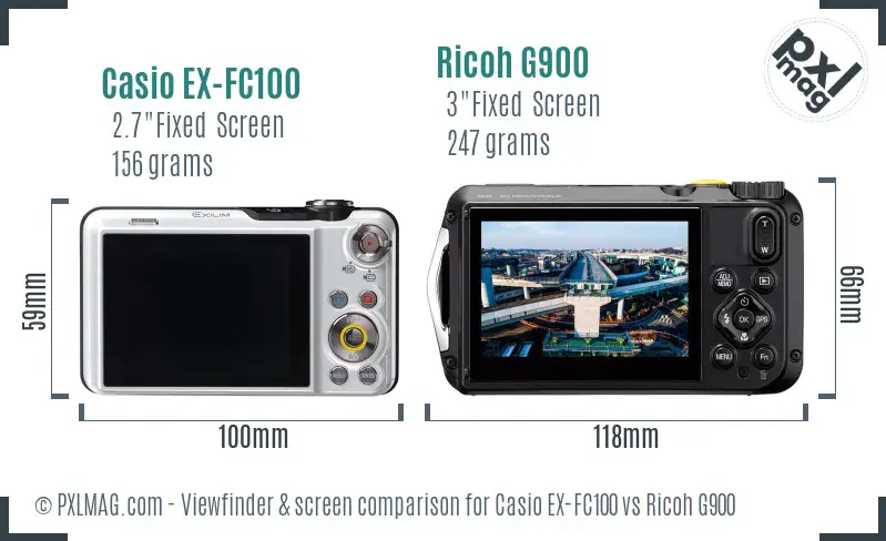 Casio EX-FC100 vs Ricoh G900 Screen and Viewfinder comparison