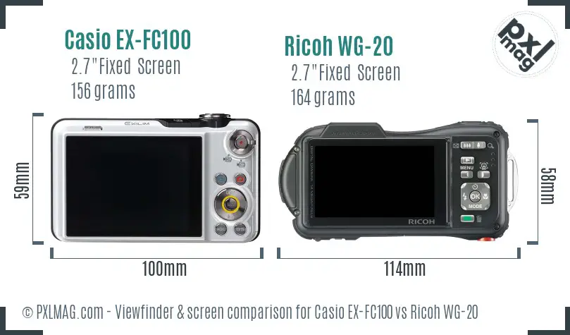 Casio EX-FC100 vs Ricoh WG-20 Screen and Viewfinder comparison Casio EX-FC100 vs Ricoh WG-20 Screen and Viewfinder comparison