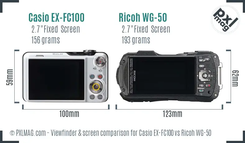Casio EX-FC100 vs Ricoh WG-50 Screen and Viewfinder comparison Casio EX-FC100 vs Ricoh WG-50 Screen and Viewfinder comparison