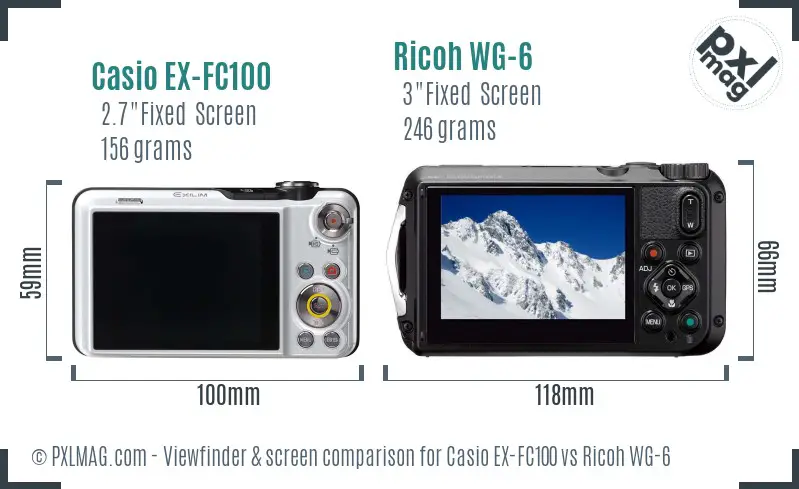 Casio EX-FC100 vs Ricoh WG-6 Screen and Viewfinder comparison