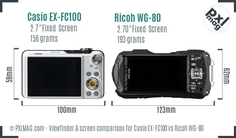 Casio EX-FC100 vs Ricoh WG-80 Screen and Viewfinder comparison