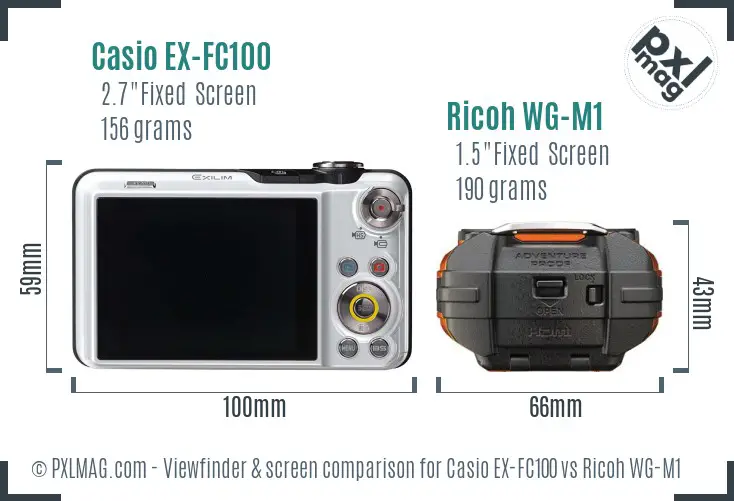 Casio EX-FC100 vs Ricoh WG-M1 Screen and Viewfinder comparison