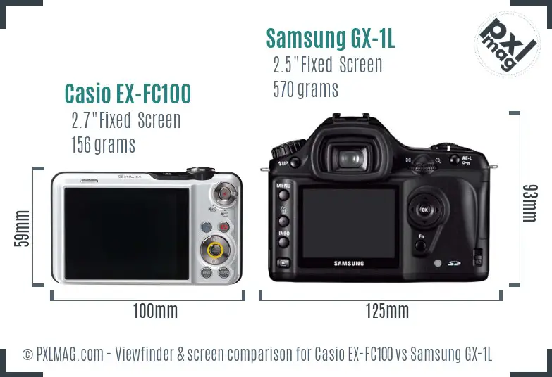 Casio EX-FC100 vs Samsung GX-1L Screen and Viewfinder comparison