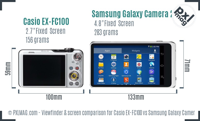 Casio EX-FC100 vs Samsung Galaxy Camera 2 Screen and Viewfinder comparison