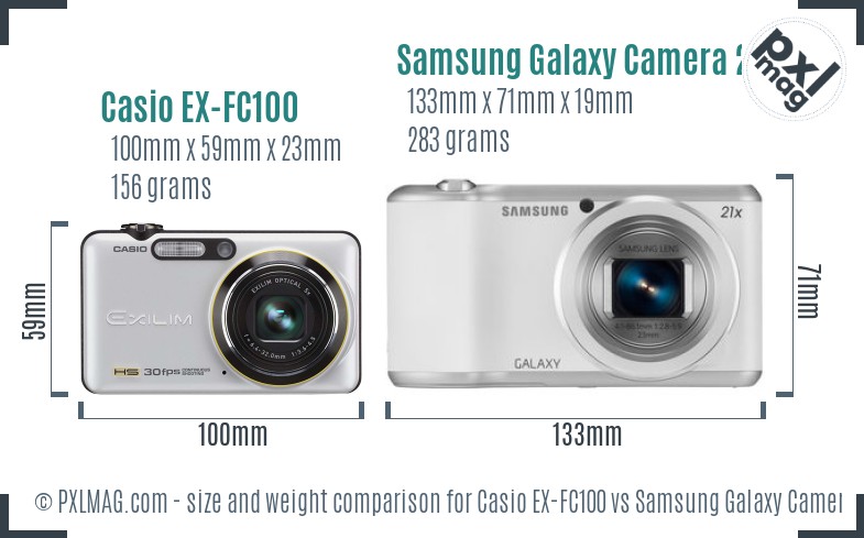 Casio EX-FC100 vs Samsung Galaxy Camera 2 size comparison Casio EX-FC100 vs Samsung Galaxy Camera 2 size comparison