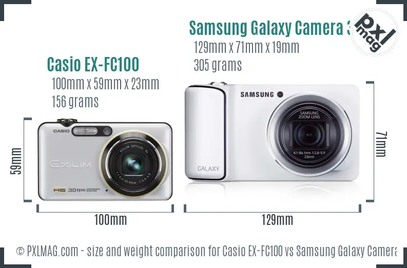 Casio EX-FC100 vs Samsung Galaxy Camera 3G size comparison