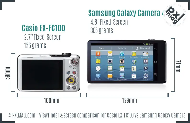 Casio EX-FC100 vs Samsung Galaxy Camera 4G Screen and Viewfinder comparison