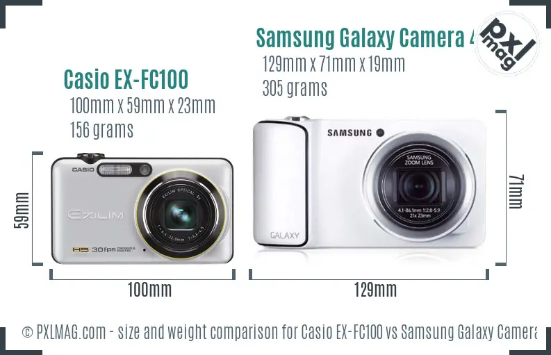 Casio EX-FC100 vs Samsung Galaxy Camera 4G size comparison