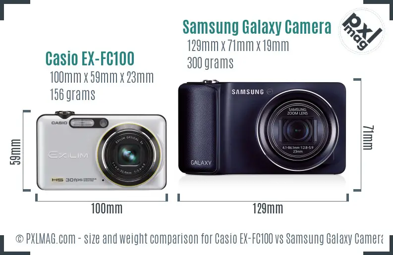 Casio EX-FC100 vs Samsung Galaxy Camera size comparison Casio EX-FC100 vs Samsung Galaxy Camera size comparison