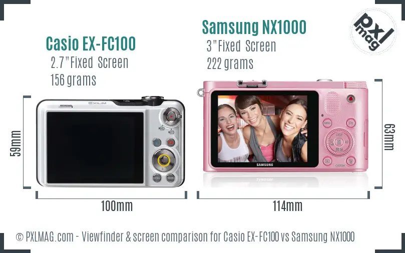 Casio EX-FC100 vs Samsung NX1000 Screen and Viewfinder comparison