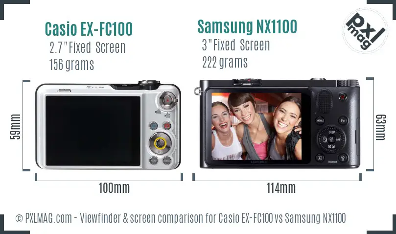 Casio EX-FC100 vs Samsung NX1100 Screen and Viewfinder comparison