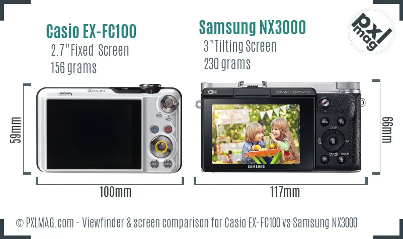 Casio EX-FC100 vs Samsung NX3000 Screen and Viewfinder comparison Casio EX-FC100 vs Samsung NX3000 Screen and Viewfinder comparison