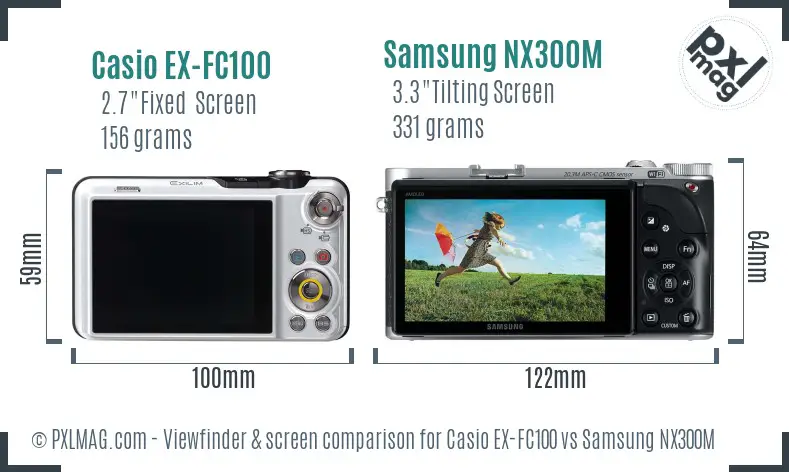 Casio EX-FC100 vs Samsung NX300M Screen and Viewfinder comparison