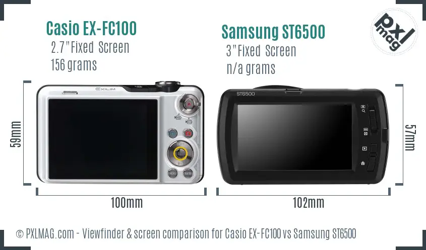 Casio EX-FC100 vs Samsung ST6500 Screen and Viewfinder comparison