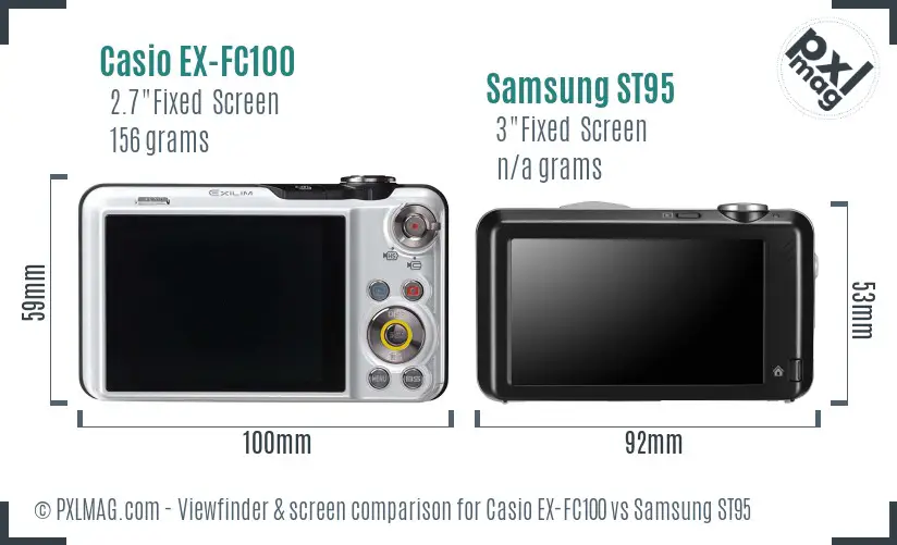 Casio EX-FC100 vs Samsung ST95 Screen and Viewfinder comparison
