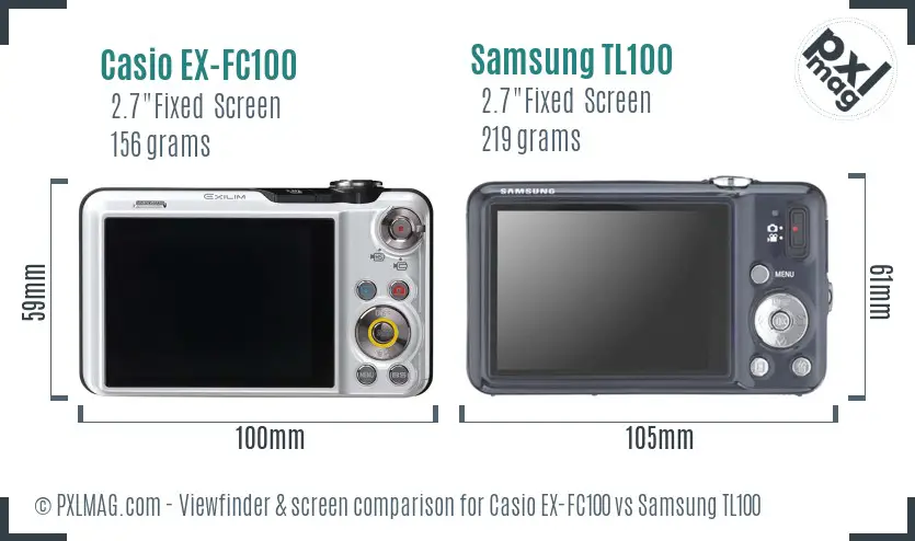 Casio EX-FC100 vs Samsung TL100 Screen and Viewfinder comparison