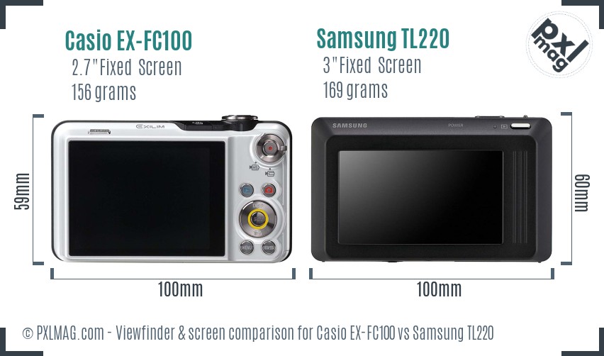 Casio EX-FC100 vs Samsung TL220 Screen and Viewfinder comparison
