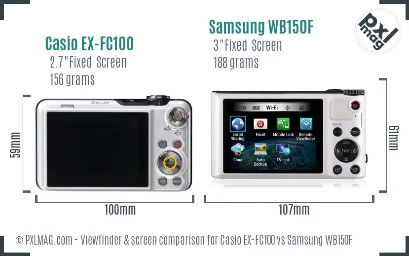 Casio EX-FC100 vs Samsung WB150F Screen and Viewfinder comparison
