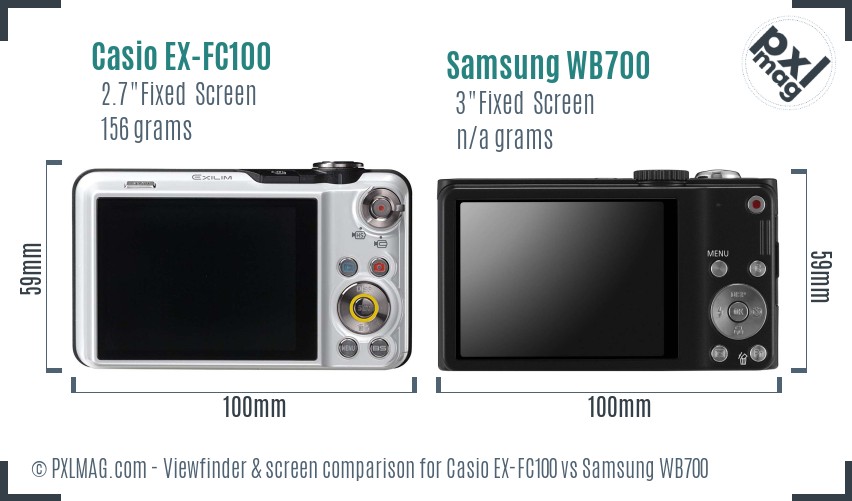 Casio EX-FC100 vs Samsung WB700 Screen and Viewfinder comparison