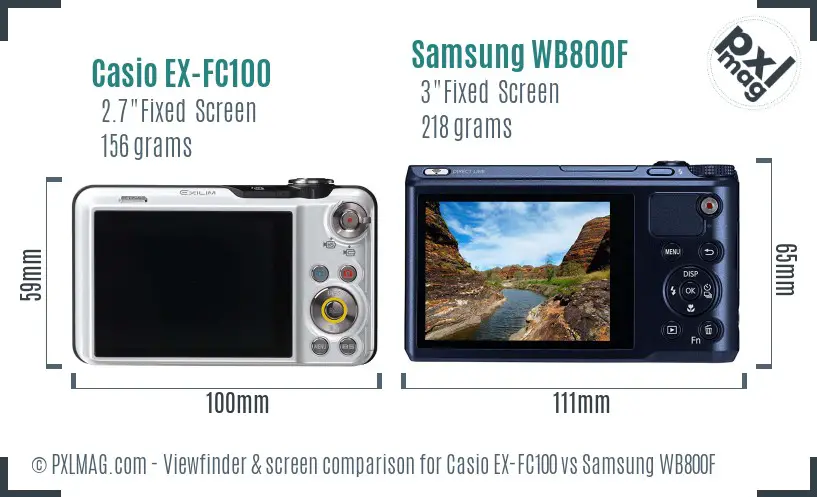 Casio EX-FC100 vs Samsung WB800F Screen and Viewfinder comparison Casio EX-FC100 vs Samsung WB800F Screen and Viewfinder comparison