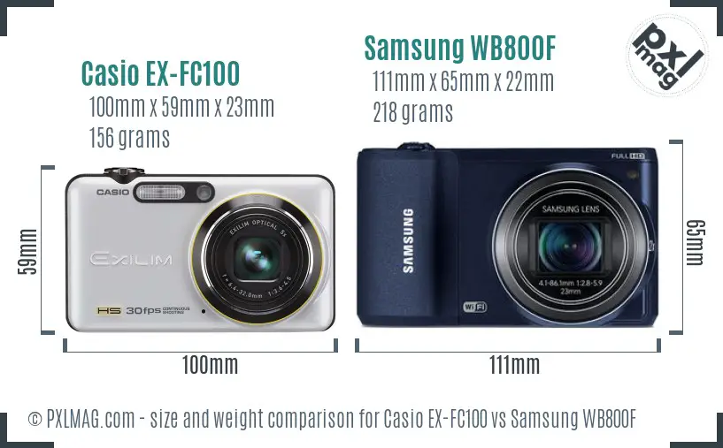 Casio EX-FC100 vs Samsung WB800F size comparison Casio EX-FC100 vs Samsung WB800F size comparison